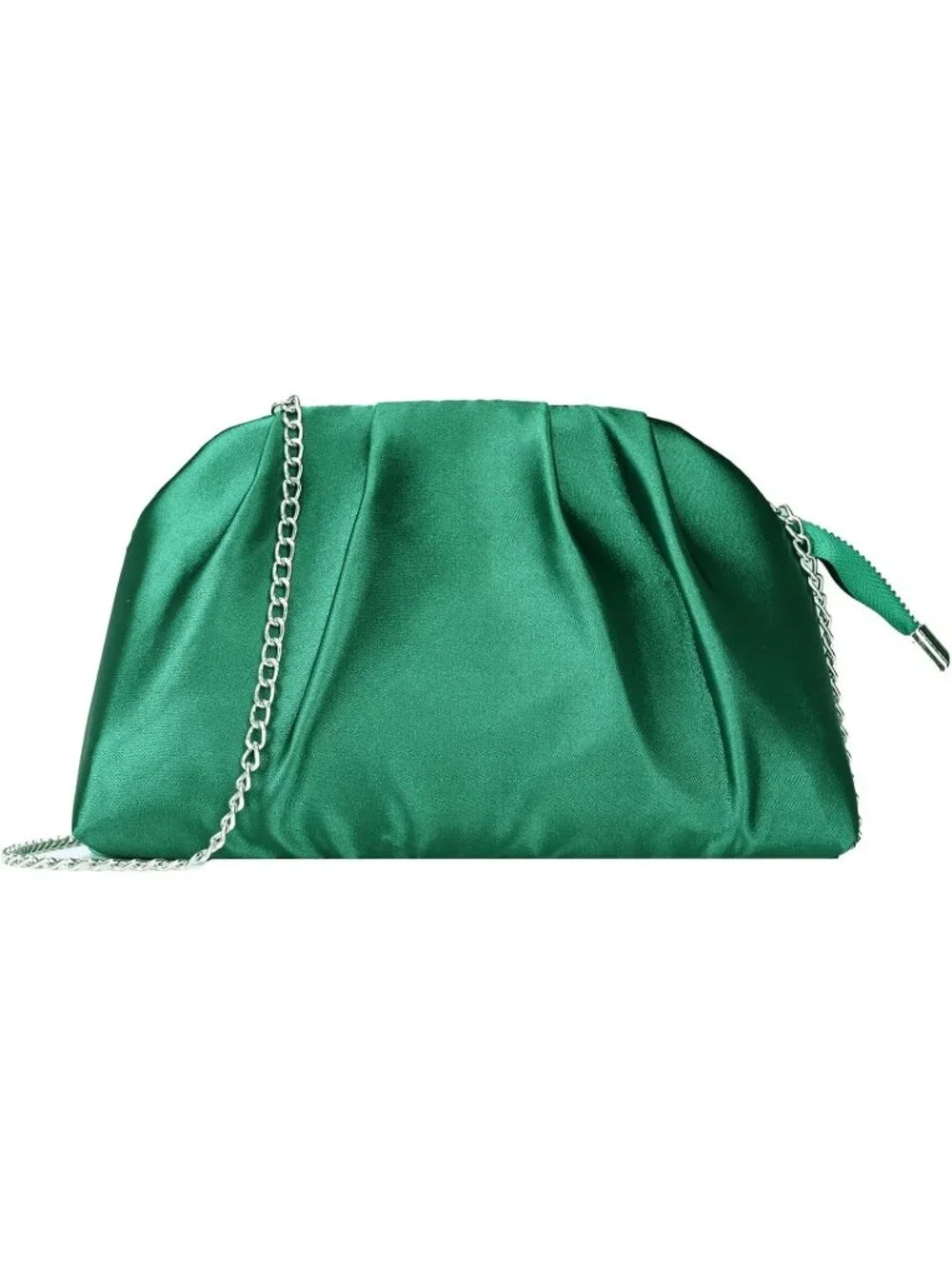 Women's Green Pleated Satin Clutch Purse Formal Evening Wedding Bag